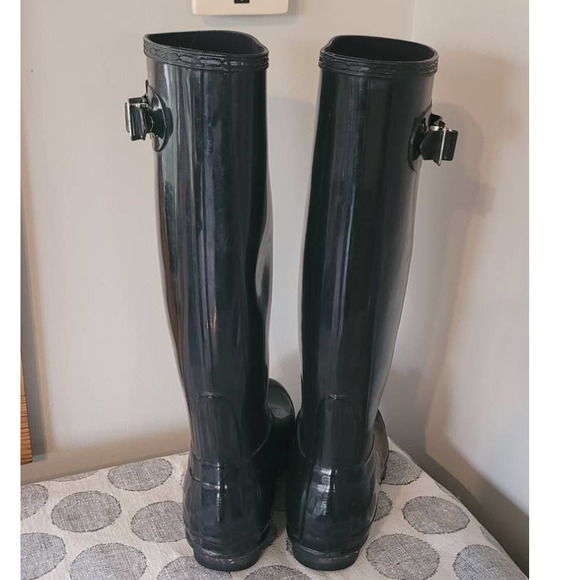 Hunter Original Gloss Black Tall Boots Women's Size 6 - Picture 2 of 6